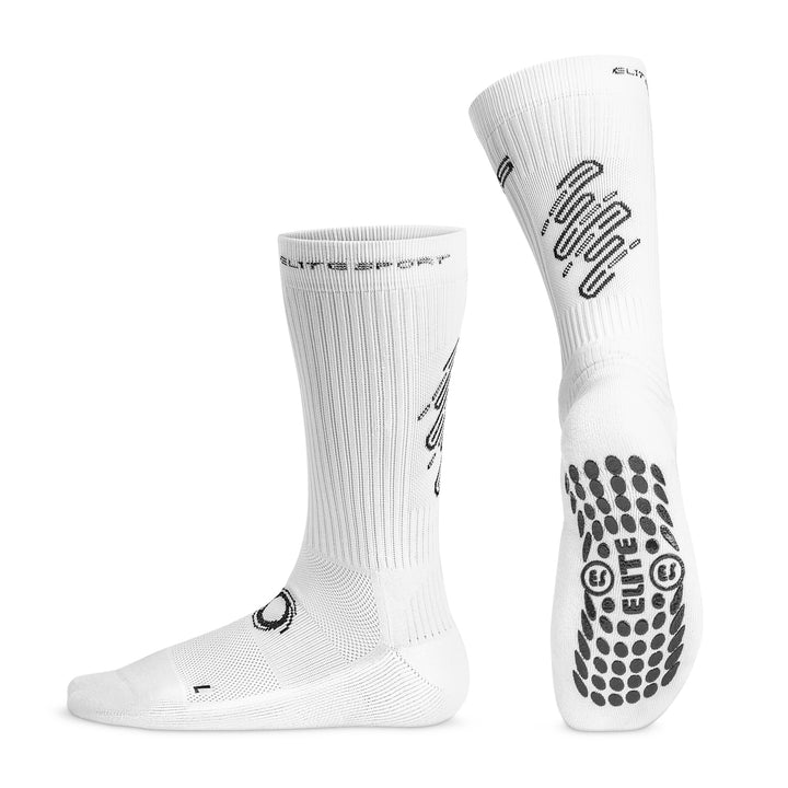 Elite Anti Slip Sport Socks White - five pair pack